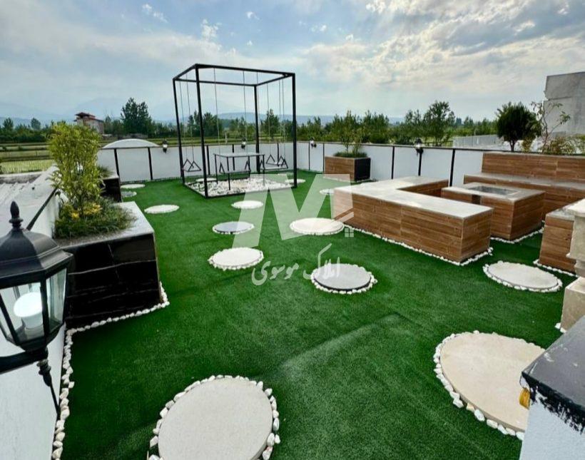 خرید ویلا نما انگلیسی ۲ خوابه با روفگاردن ویو ابدی مدارک تکمیل | ۲۰۰ متر